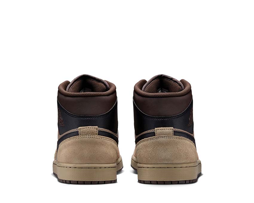 Jordan Air Jordan 1 Mid Baroque Brown detail — khaki leather upper