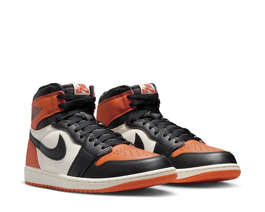 Air Jordan 1 Retro High OG Shattered Backboard — dessus chaussure noir orange jordan