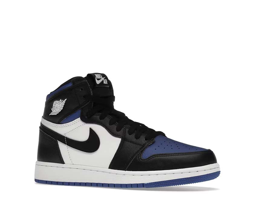 Jordan Air Jordan 1 Retro High OG GS Game Royal Black White Game Royal vue latérale — cuir bleu blanc