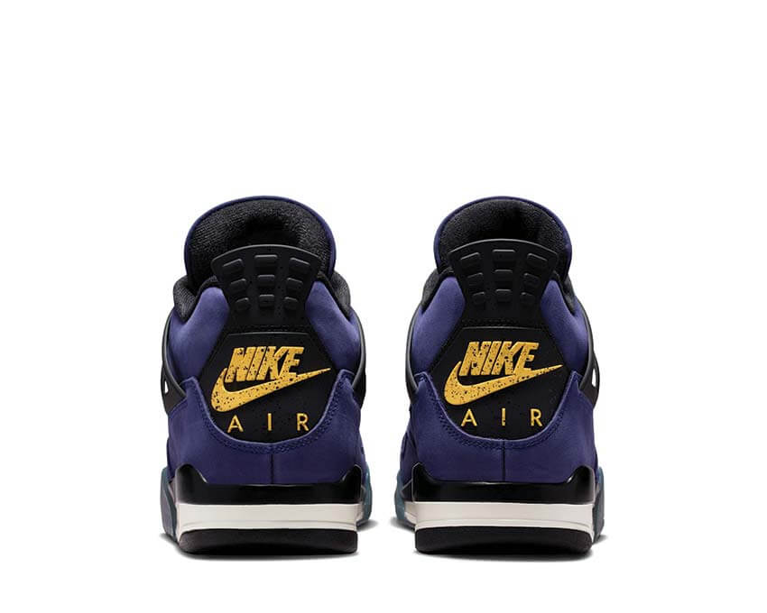 Air Jordan 4 Retro Lakers détail — filet latéral mesh violet Lakers