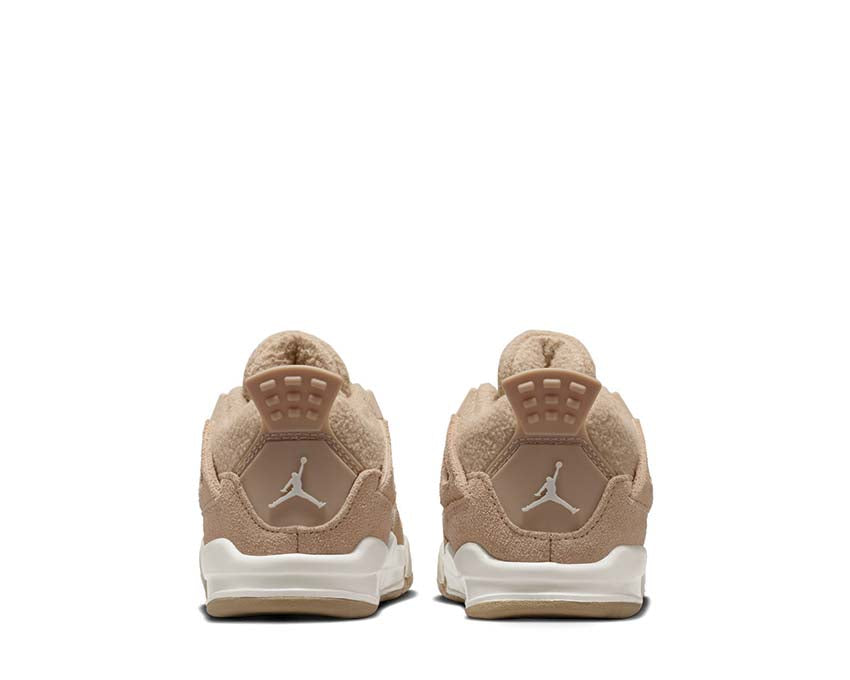Air Jordan 4 Retro TD Cozy Beige détail — cuir velours tout-petit Jordan 4