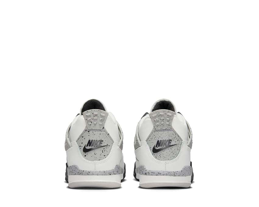 Air Jordan 4 Retro White Cement PS détail — mesh et cuir blanc ciment enfant