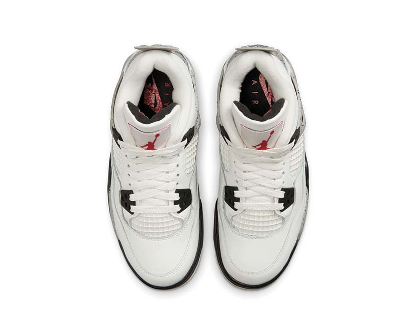 Air Jordan 4 Retro White Cement GS vista trasera — contrafuerte blanco cemento grade school