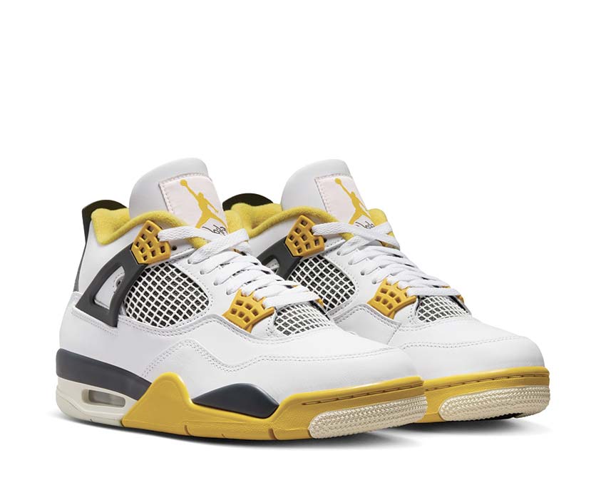Jordan Air Jordan 4 Retro Vivid Sulfur vue latérale — mesh jaune vif unisexe