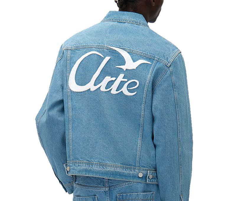 Arte Bird Back Jacket Bleach side view — washed unisex jacket