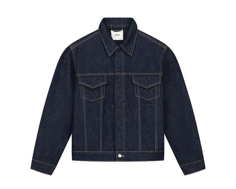 Arte Bird Back Jacket Dark Wash — veste unisexe denim délavé imprimé oiseau dos