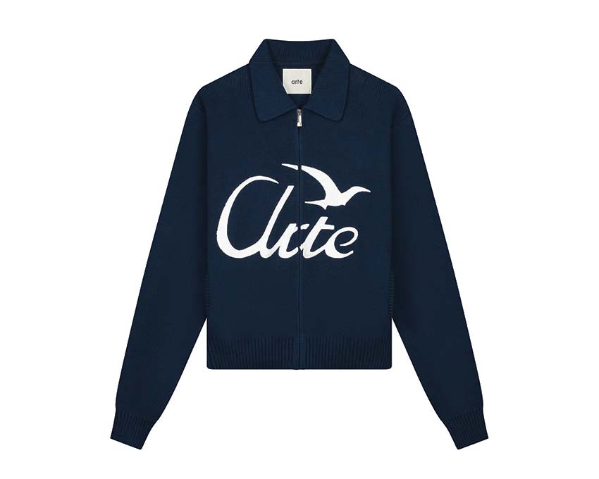 Arte Bird Logo Knit Navy — punto unisex logo pájaro