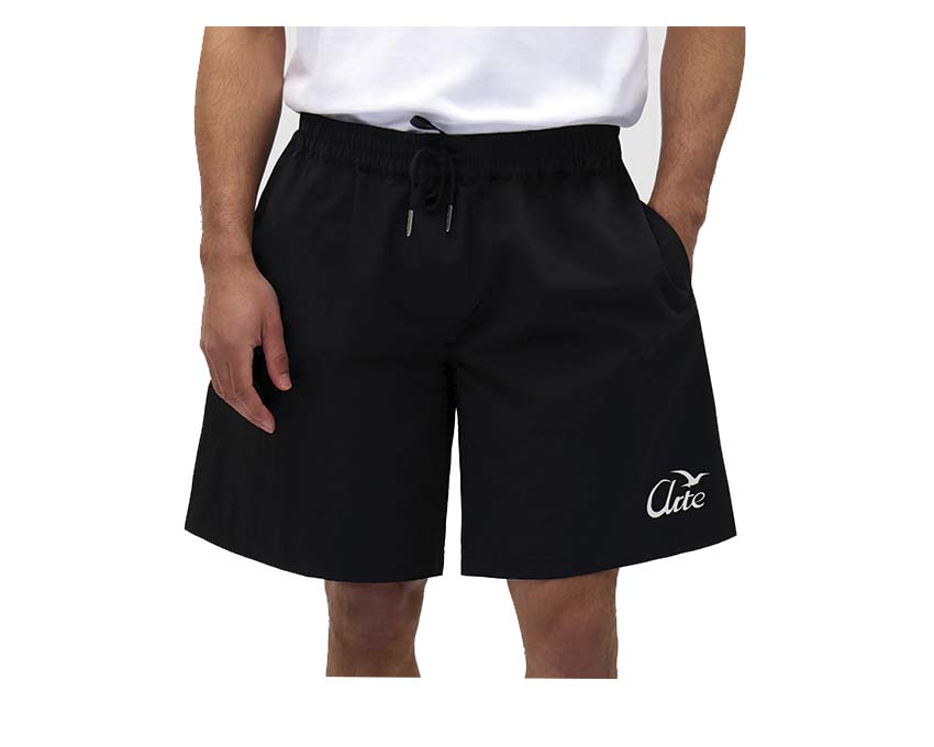 Arte Birds Logo Shorts Black — men's shorts with bird embroidery