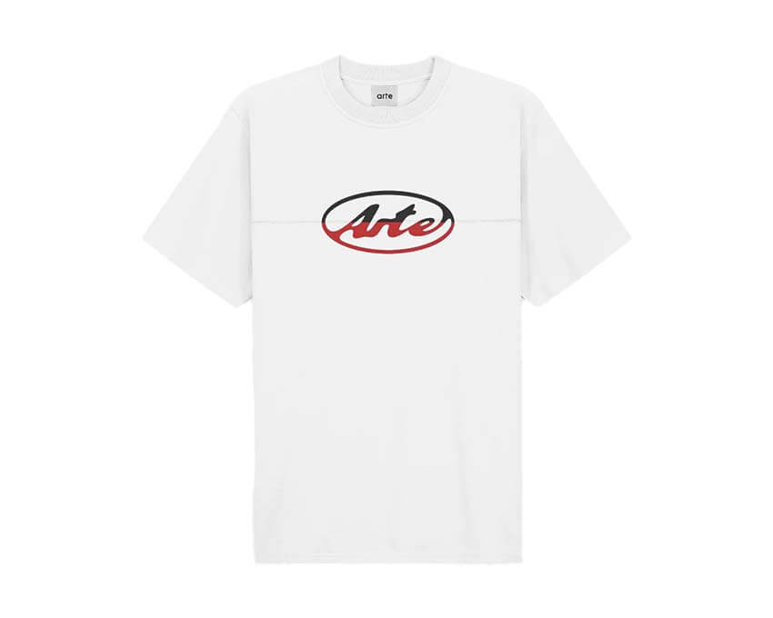 Arte Circle Logo Cut T-shirt Blanc — t-shirt homme logo cercle découpe brodé