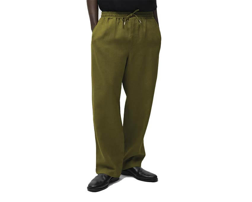 Arte Linen Pants Vert vue latérale — pantalon homme lin jambe droite