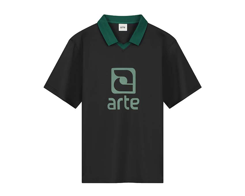 Arte Logo Collar T-shirt Black Green — men's t-shirt collar logo bicolor