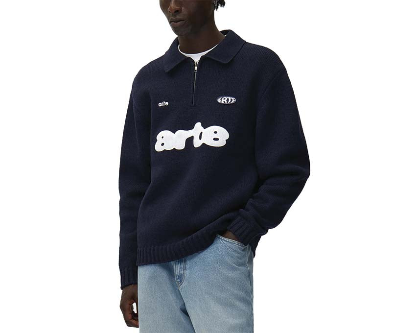 Arte Polo Navy side view — men's polo classic cut navy