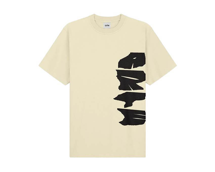 Arte Side Logo T-shirt Crème — t-shirt homme logo latéral brodé côté