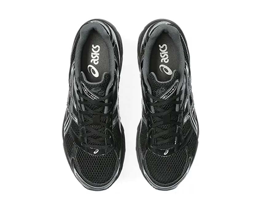 Asics Gel 1130 Black Pure Silver détail — mesh respirant et bandes ASICS argent