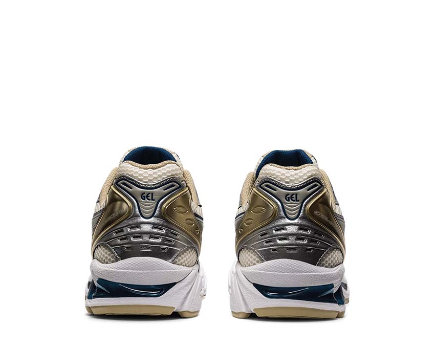 Asics Gel Kayano 14 Cream/Pure Silver détail — cuir synthétique et mesh