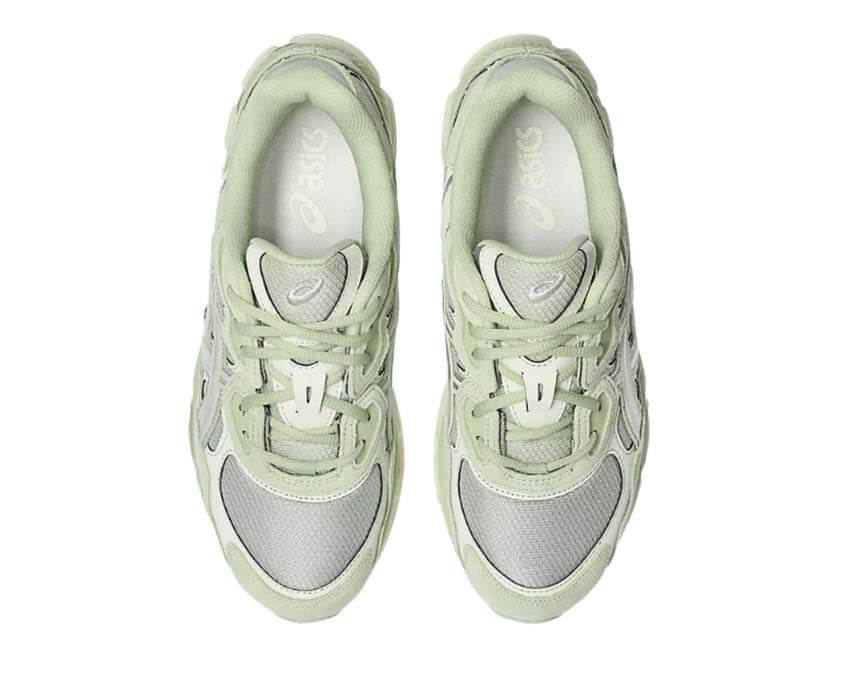 Asics Gel NYC Sage Frost / Pure Silver détail — mesh et coloris vert sauge argent