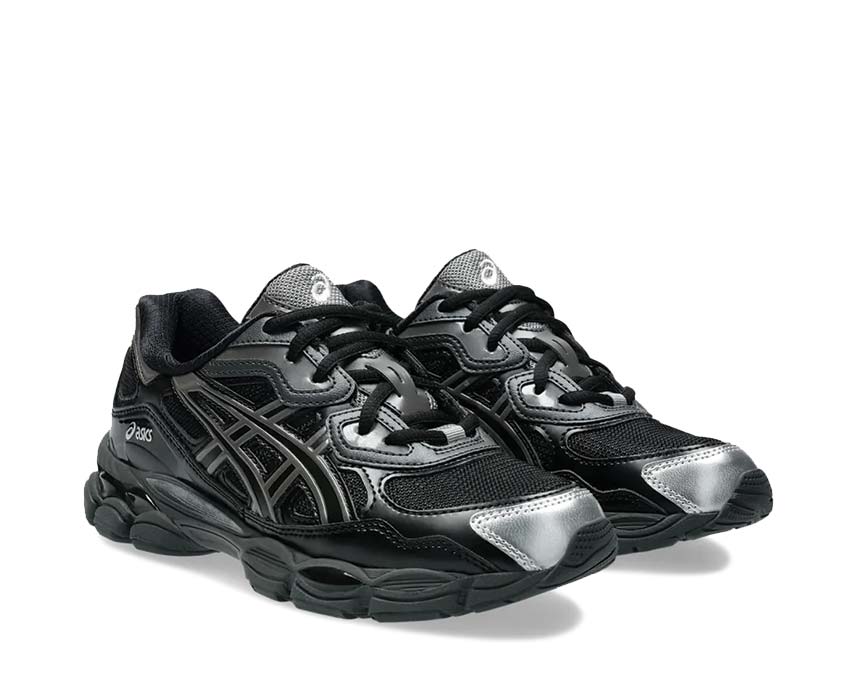Asics Gel NYC x Kicki Black vue latérale — tige mesh cuir vintage noirfonce.eu