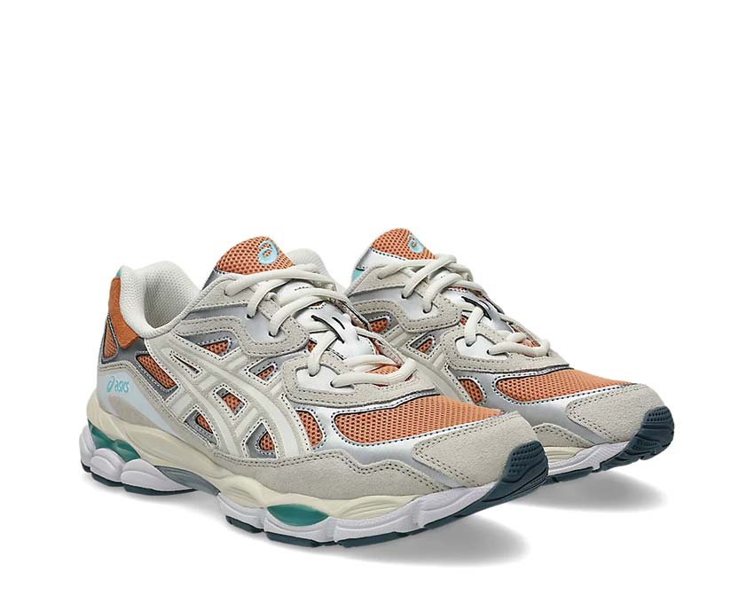 Asics Gel NYC Terracotta/Cream vue latérale — tige mesh vintage