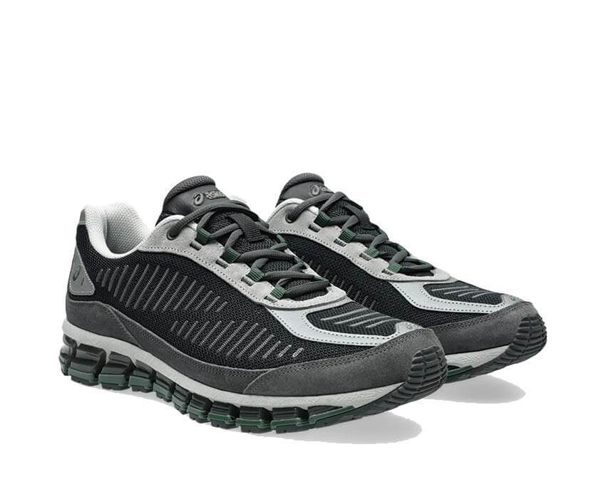 Asics Gel Quantum 360 AMP Obsidian Grey vue latérale — tige mesh cuir TRUSSTIC noirfonce.eu