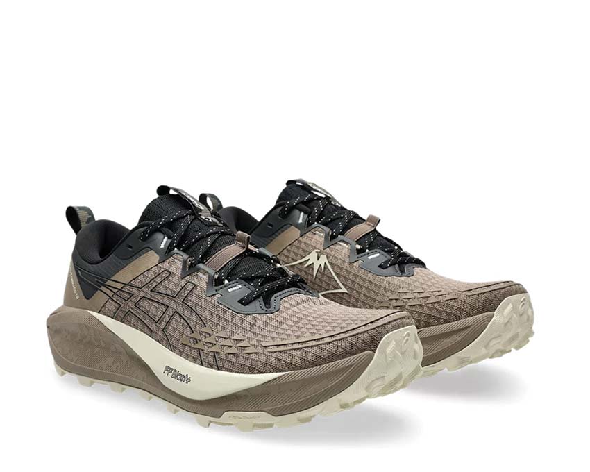 Asics Gel Trabuco 13 Taupe Grey / Black vue latérale — tige mesh trail | noirfonce.eu
