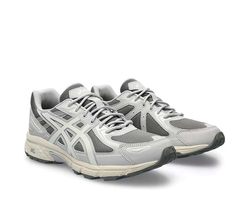Asics Gel Venture 6 Clay Grey/Cream Seitenansicht — Trail-Mesh-Obermaterial