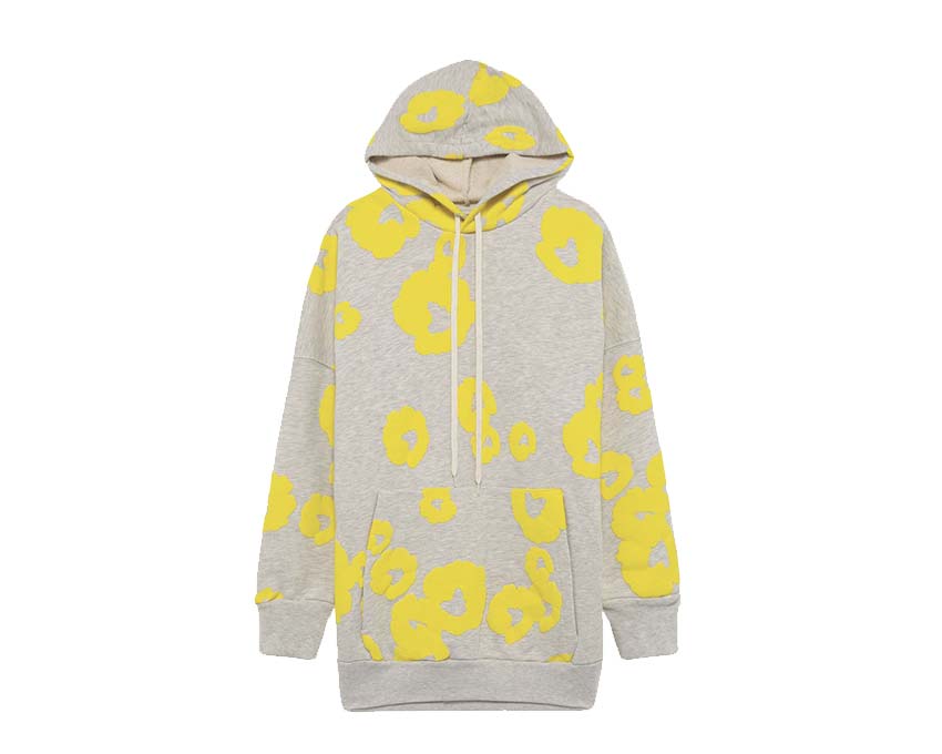 Autry Flowers Hoodie Gris Jaune — sweat capuche motif floral brodé premium lifestyle
