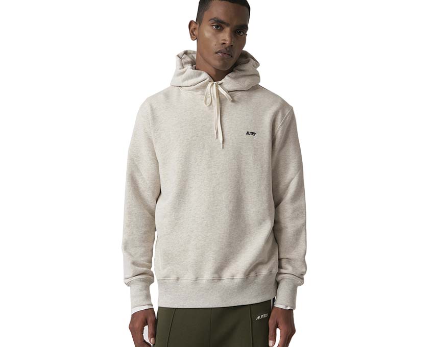 Autry Hoodie Jersey Mélange détail — broderie logo Autry jersey premium chiné
