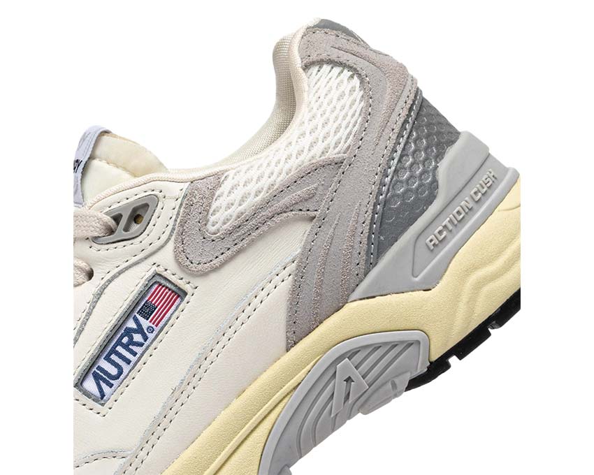 Autry Hyperway Low Blanc/Gris vue latérale — mesh respirant blanc gris