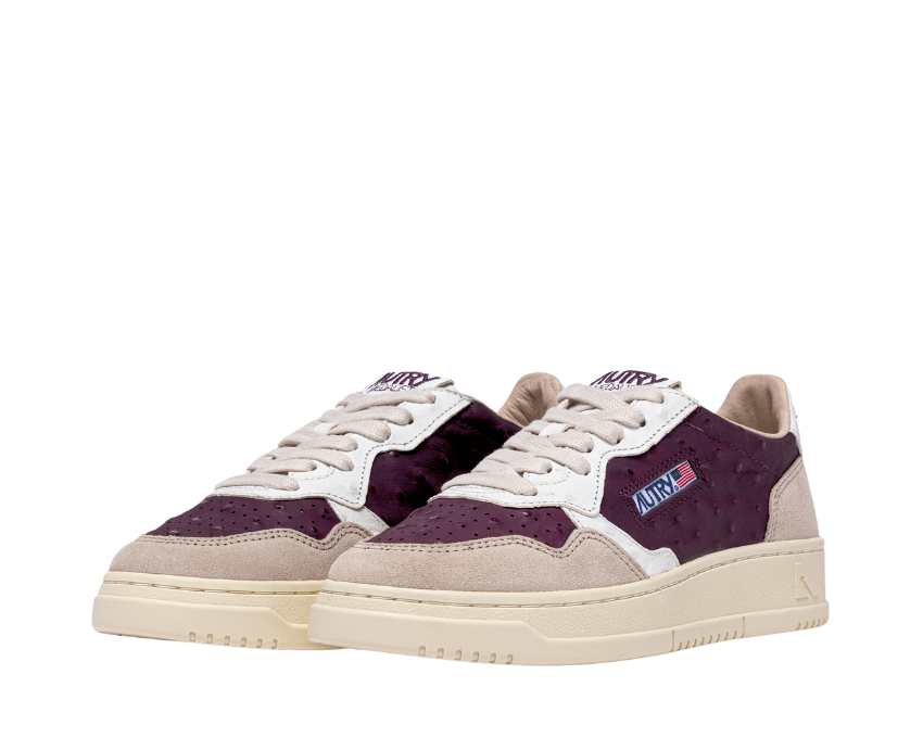 Autry Medalist Low vue latérale — cuir premium vintage bicolore