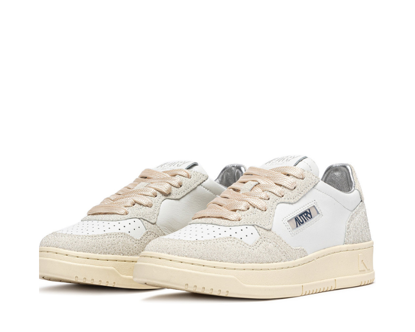 Autry Medalist Low vue latérale — cuir et daim bicolore