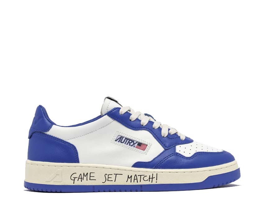 Autry Medalist Low Match Bic White Pale Blue — Herren-Sneaker zweifarbiges Leder