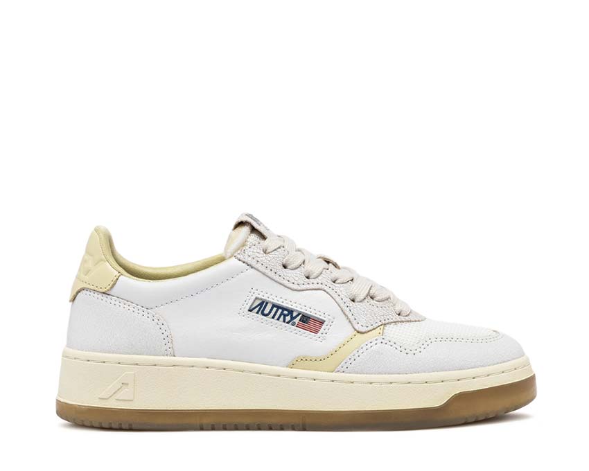 Autry Medalist Low W Virgin Crack White Hay — Damen-Sneaker Leder Retro Sport