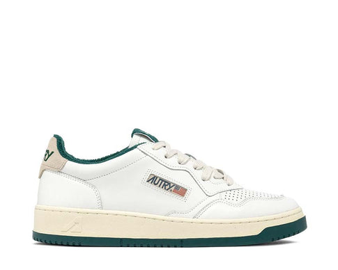 Autry Medalist Low Virgin Sponge White Forest — Herren-Sneaker Leder Retro Sport