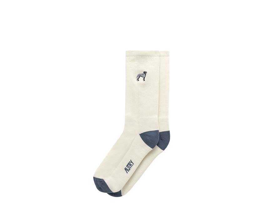 Autry Socks Embro Blue Stone SOPUE6EF — chaussettes brodées bleu et stone logo Autry