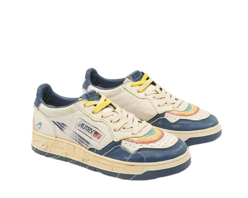 Autry Super Vintage Low vue latérale — cuir et daim coloré vintage