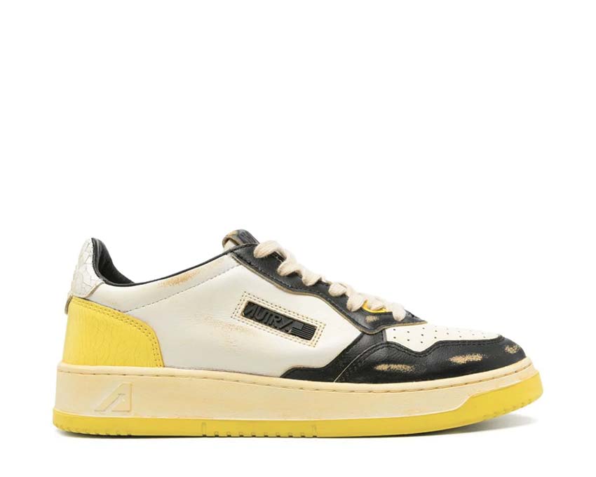 Autry Super Vintage Low Beige Black Buttercp — sneaker homme cuir beige