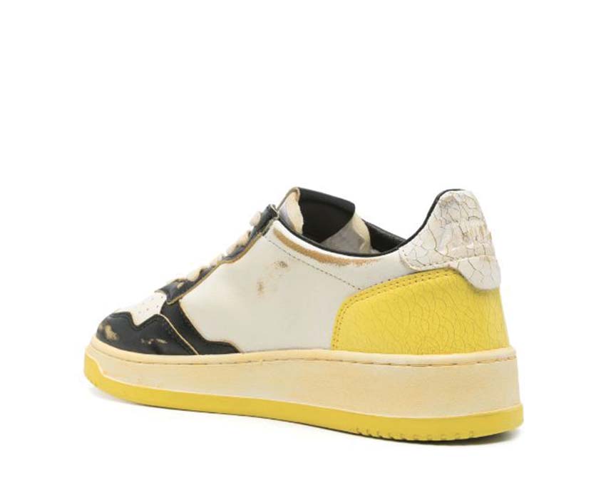Autry Super Vintage Low Beige Black Buttercp vue latérale — cuir bicolore