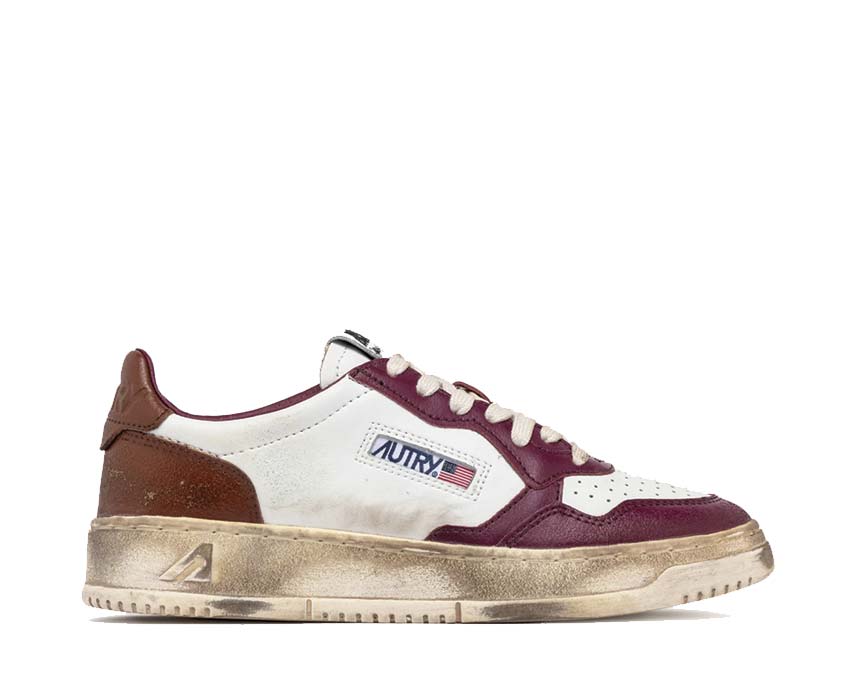 Autry Super Vintage Low Leat Raspberry — sneakers homme cuir framboise vintage lifestyle premium