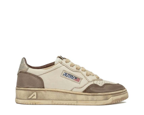 Autry Super Vintage Low Blanc/Cuir Argent-Daim Brûlé — sneaker homme cuir argent