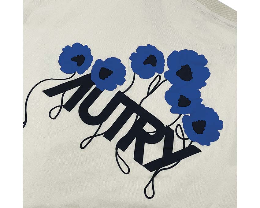 Autry T-Shirt Cotton Cream détail — détail logo Autry coton