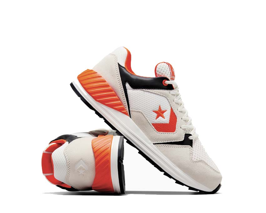 Converse Wave Trainer Vintage White/Orange vue latérale — profil trainer rétro années 80