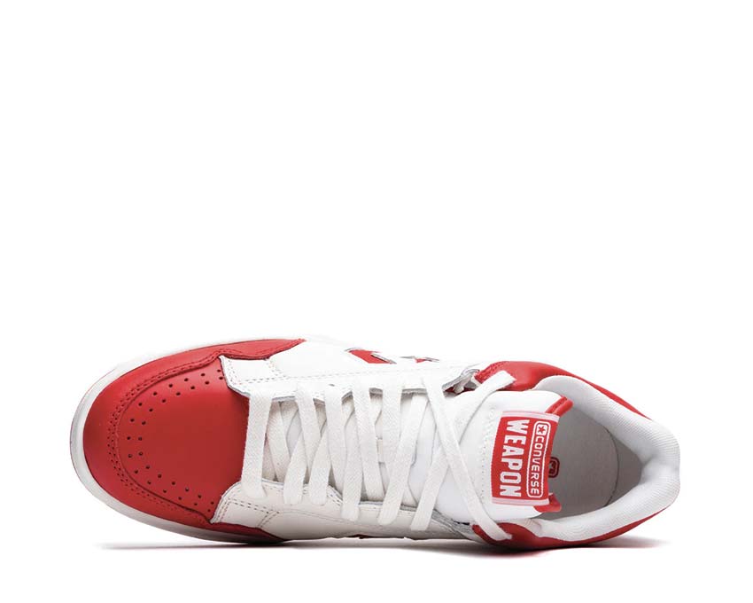 Converse Weapon OX Red Vintage White vue latérale — cuir rouge Weapon