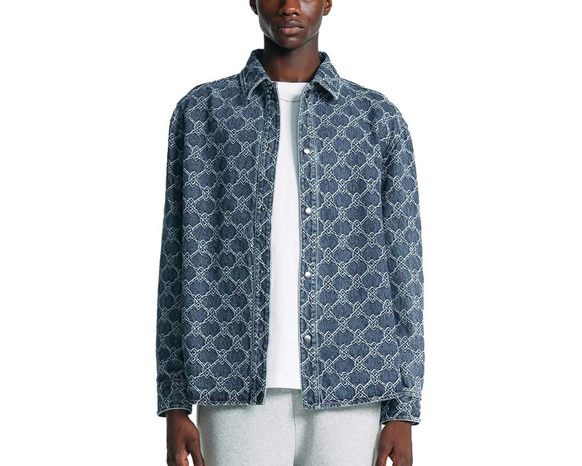 Daily Paper Rahul Shield Shirt Blue détail — motif shield poitrine