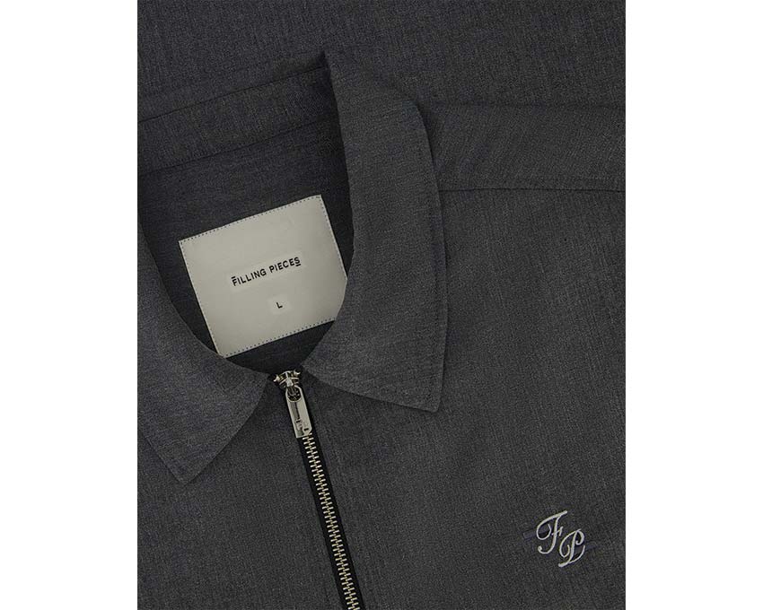 Filling Pieces Coach Jacket Twill Wool Gris vue latérale — coupe coach laine gris