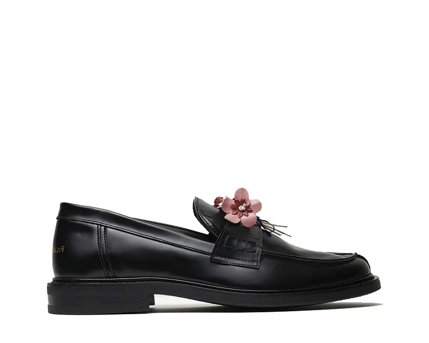 Filling Pieces Loafer Bouquet Black — loafer unisexe cuir luxe floral