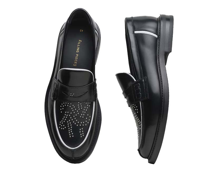 Filling Pieces Loafer Gowtu Studs Black détail — clous décoratifs Gowtu