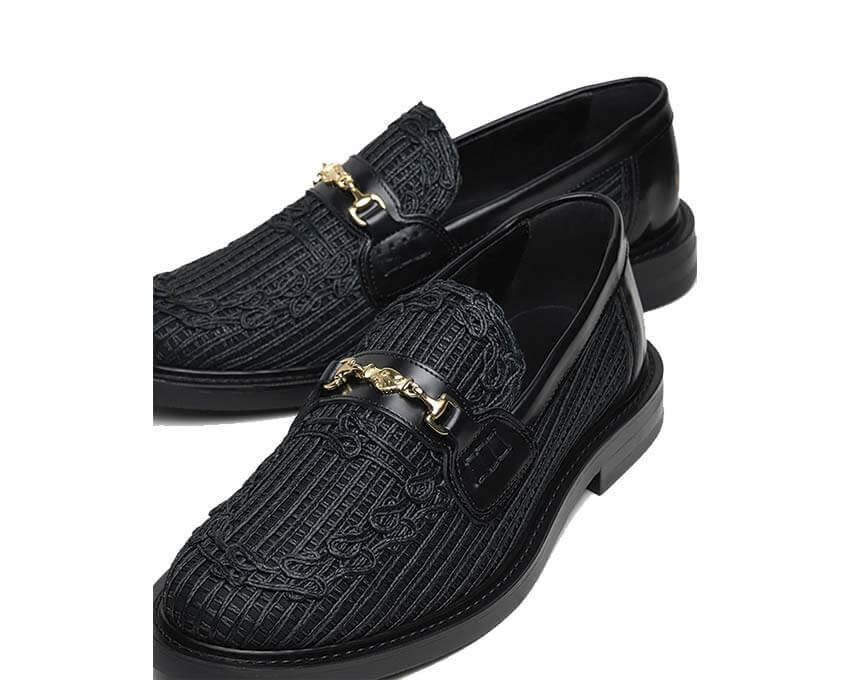 Filling Pieces Loafer Panier Black vue latérale — tressage panier cuir
