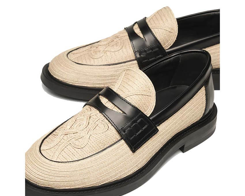 Filling Pieces Loafer Solid Raffia Natural semelle — semelle cuir