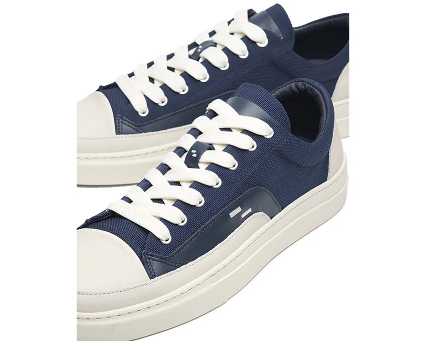 Filling Pieces Riviera Low Navy vue latérale — cuir lisse navy