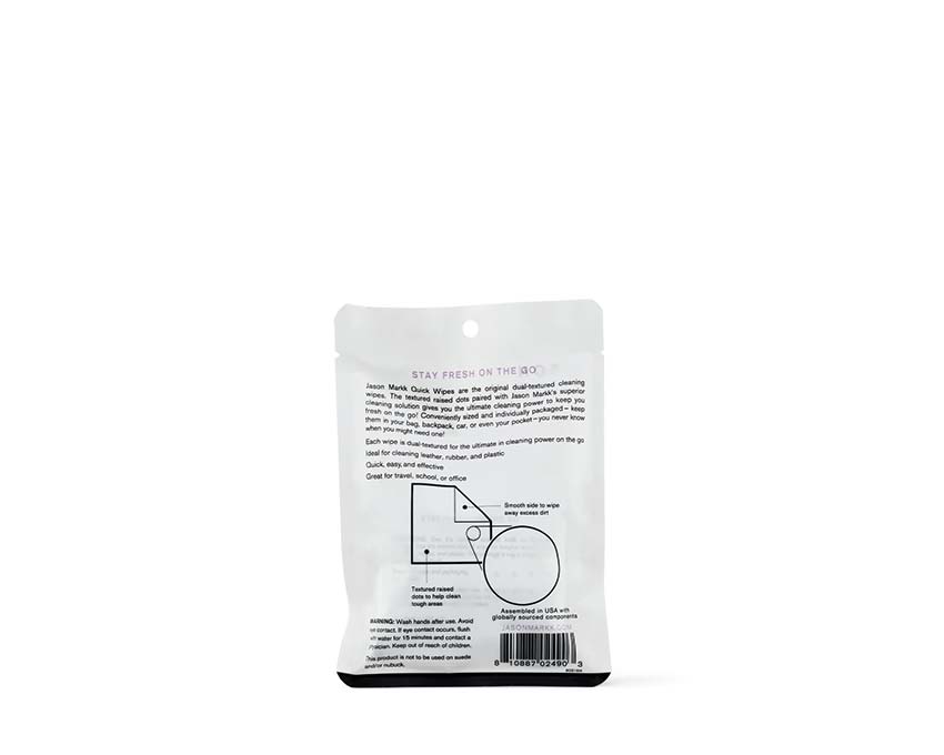Jason Markk Quick Wipes 3 Pack détail — lingette nettoyante efficace chaussures